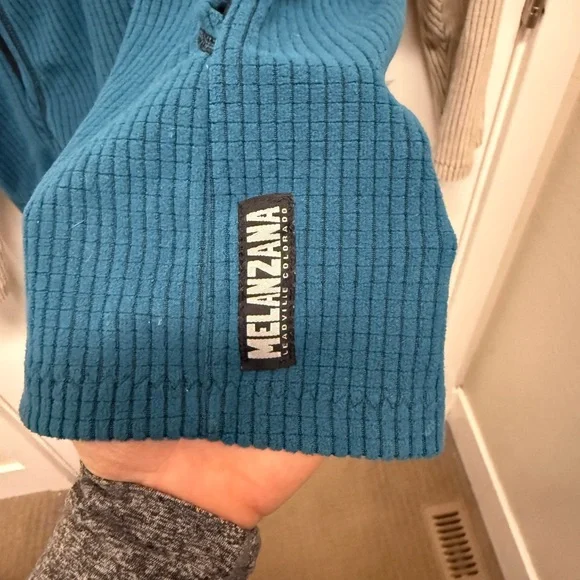 Melanzana “Mellie” Microgrid Hoodie - blue and cream - large - Picture 2 of 4